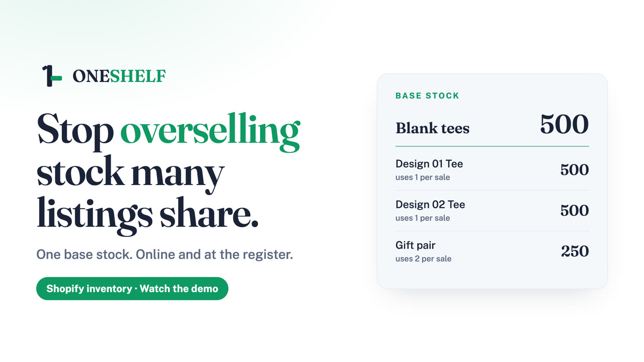 OneShelf demo: stop overselling stock many listings share